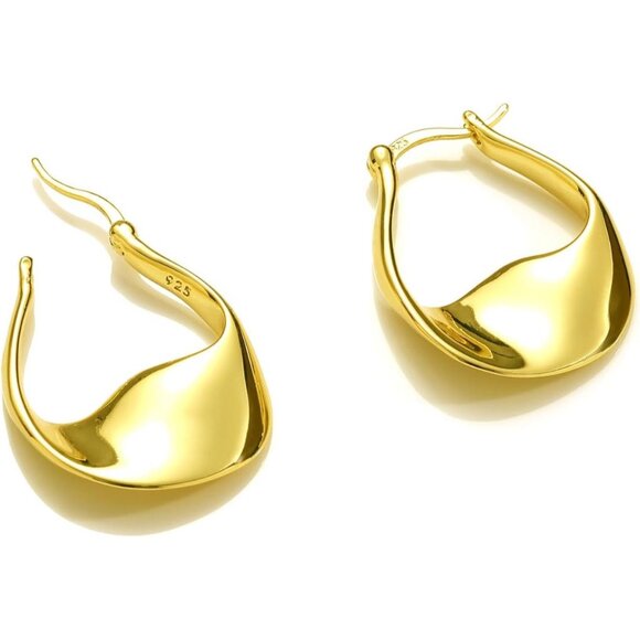 ⚡Gold Hoop Earrings for Women Unique Vintage Chunky Retro Statement Jewelry Gift - Picture 1 of 7